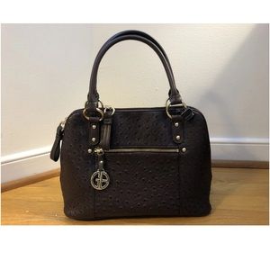 NWOT Giani Bernini Ostrich - Embossed Dome Satchel Handbag pocketbook Chocolate